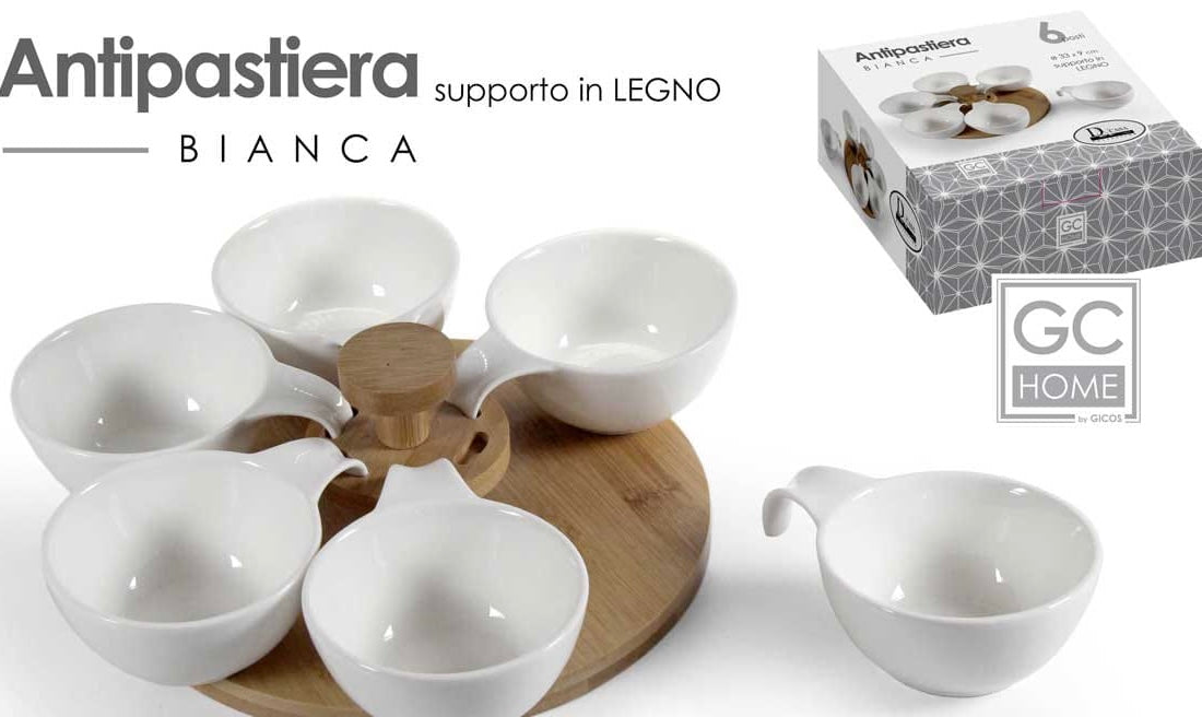 Antipastiera con supporto in legno