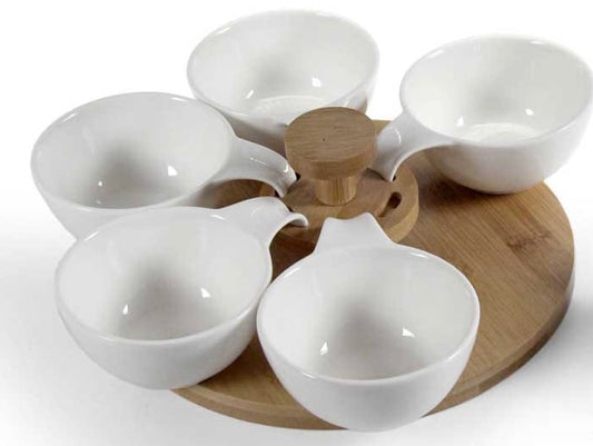 Antipastiera con supporto in legno