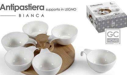 Antipastiera con supporto in legno