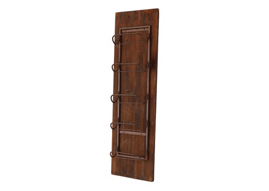 Portabottiglie da parete in legno e ferro