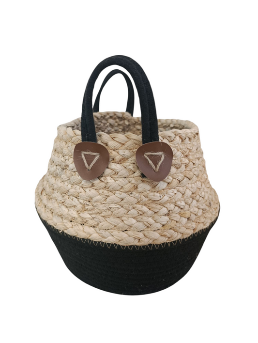 Cesta in paglia e corda in yuta